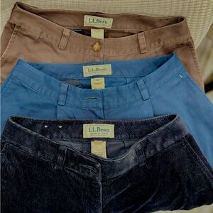 L.L. Bean Casual Pants Set in Brown, Blue, and Navy